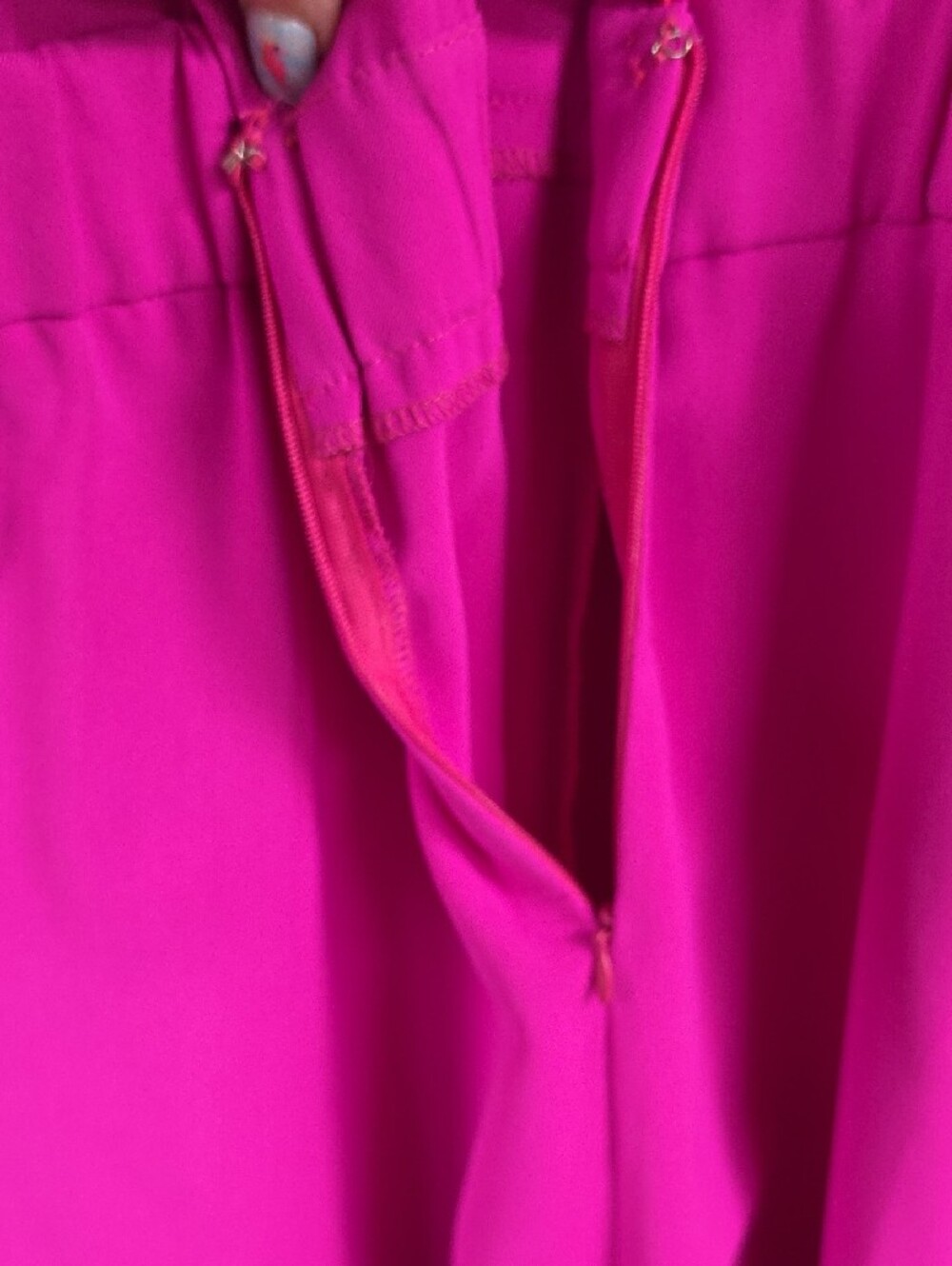 Women's Fuchsia Short Sleeve Waist-Defined Romper - Picture 5 of 6